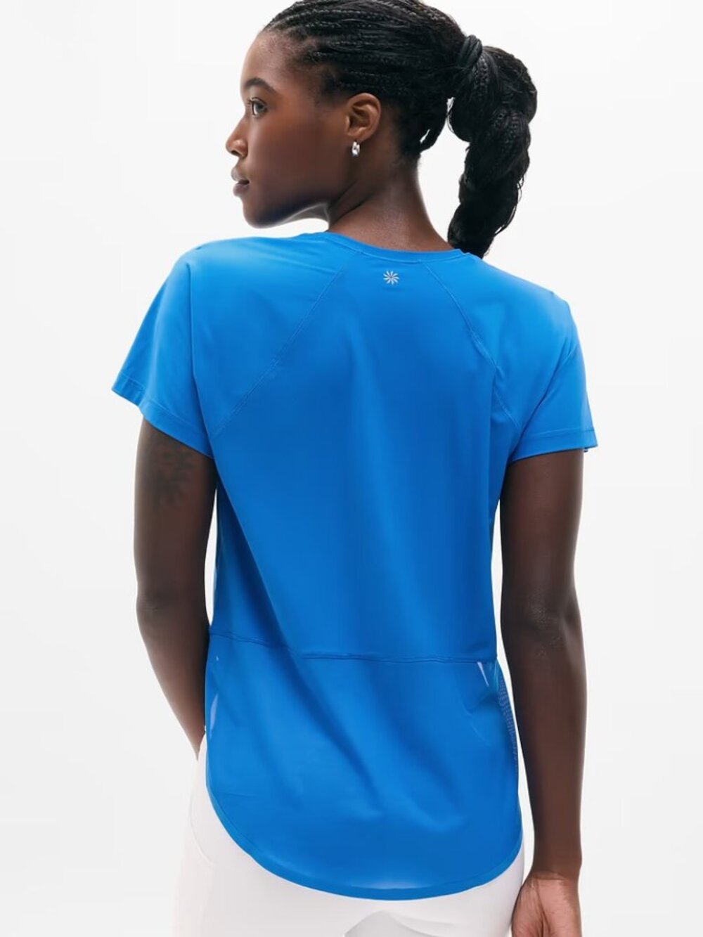 New Athleta M Ultimate Mesh Tee Breaker Blue Medium Regular - Picture 3 of 7